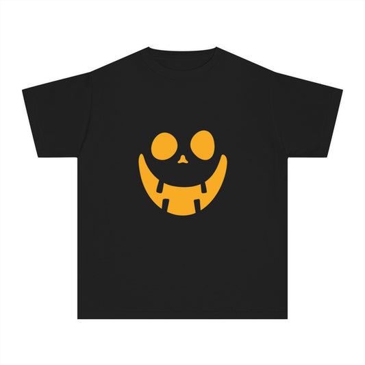 Youth Midweight Tee with Playful Face Design (Orange)